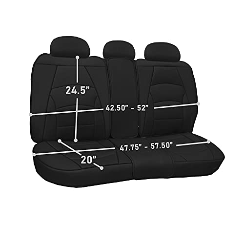 FH Group Ultra Comfort Highest Grade Faux Leather Full Set Car Seat Cushions– Universal Fit for Cars Trucks & SUVs (Solid Black) - color: Black, style: Full Set