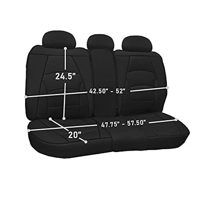 FH Group Ultra Comfort Highest Grade Faux Leather Full Set Car Seat Cushions– Universal Fit for Cars Trucks & SUVs (Solid Black) - color: Black, style: Full Set