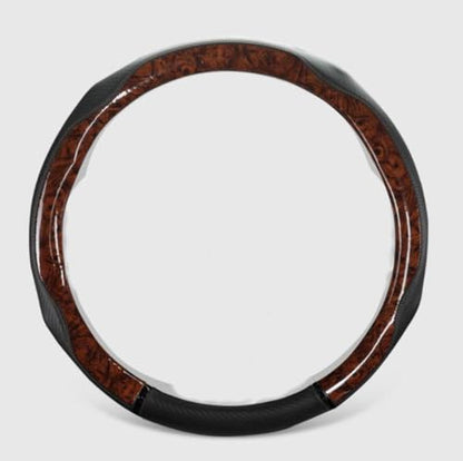 Peach Wood Grain Steering Wheel Cover Anti-Slip Breathable Durable Leather Four Seasons Universal 15 Inch Car Wrap Cover (Coffee) - color: Coffee
