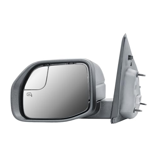 Replacement Driver Left Side Door Mirror Power and Heated Glass with Blind Spot Glass Textured Black Cover for 2022-2025 Ford Maverick - color: Driver (LH) Side
