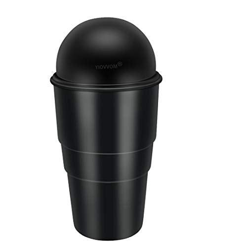 Cup Holder Trash can for car with Lid, Mini Garbage Cans for Back seat Leakproof Vehicle Automotive Cup Holder Car trashcan, Small Trash Bin for Automotive Office Home Kitchen (CARH1347A) - color: Black
