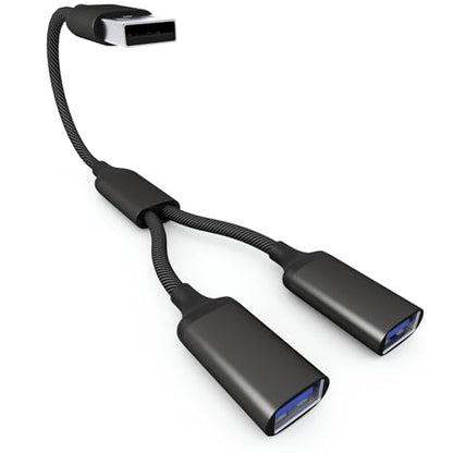 USB Splitter Cable 1 IN 2 OUT 1FT,USB 2.0 Male to Dual Female Extension Cord,Double Data+Charger Y Split Adapter USBA Port Hub for Laptop,PC/Computer,Desktop,Keyboard/Mouse,LED,TV,Printer,Xbox/PS4/PS5 - style: 1 IN 2 OUT