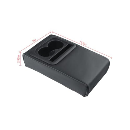 Osilly Car Center Console Armrest Pillow with Cup Holder, Leather Middle Console Protection Cushion with Phone Holder, Memory Foam Auto Arm Rest Box Cover, Universal Vehicle Accessories (Black) - color: Black