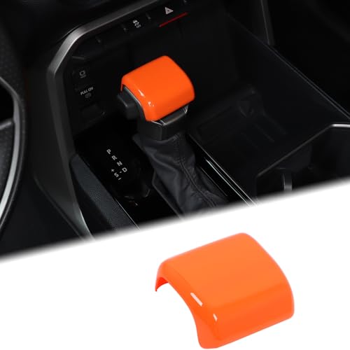 Aunginsy Car Gear Shifter Hand Brake Cover Trim Compatible with Toyota Tundra 2022+/Sequoia 2023+ & Tacoma 2024+, ABS Center Console Gear Shift Head Knob Scratch Protector Cover Decoration Accessories - color: Orange(A)