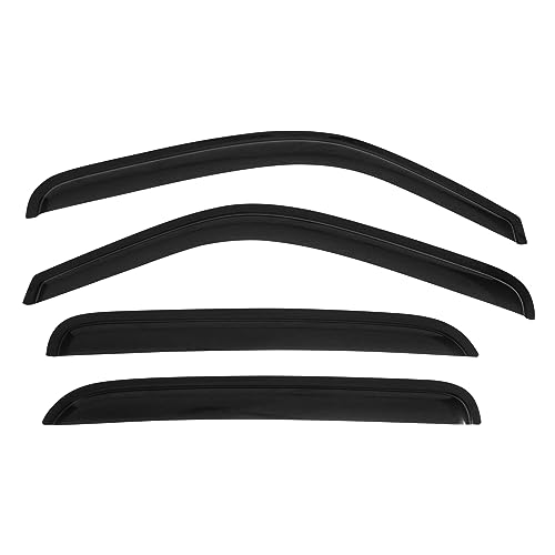 Window Visor Compatible with 2001-2006 Chevy Silverado GMC Sierra Crew Cab, Slim Style Acrylic Smoke Tinted 4PCS Sun Rain Guard Wind Vent Air Deflector by IKON MOTORSPORTS, 2002 2003 2004 2005