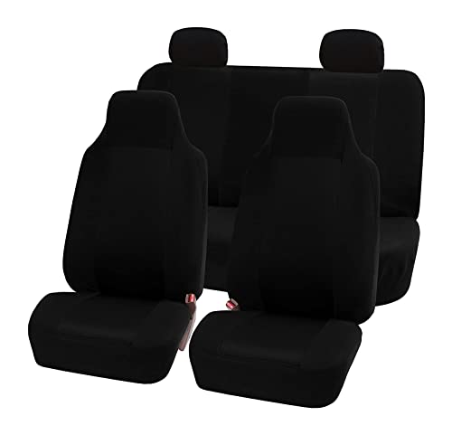 FH Group 3D Air Mesh Car Seat Covers Full Set – Universal Fit Automotive Seat Covers, Front Bucket and Solid Rear Bench Seat Cover, Washable Car Interior Protectors for SUV, Sedan, Black - color: Black, size: Full Set