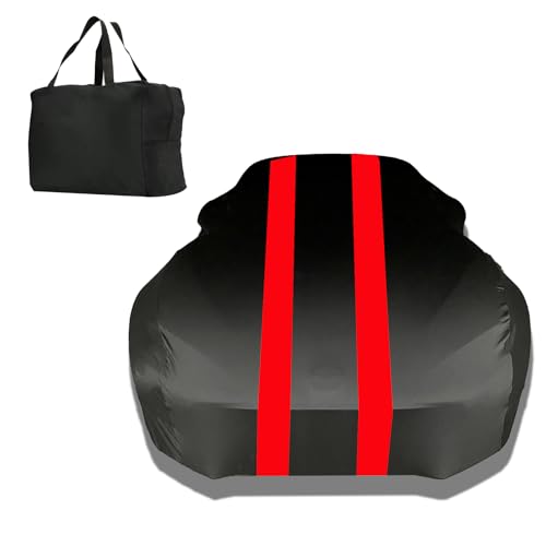 Indoor Car Cover Compatible with Protection Fit 169-187 Inch Sedan Breathable Dust-Proof Stretch Cover for Underground Garage, Car Show（Black+Red） - size: L-CAR