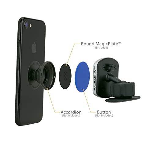 Scosche MPRNDRK-SP MagicMount Replacement Metal Plate Kit for Phone, Metal Plates for Magnetic Mount Cell Phone Holder for Car, Universal with All Devices and Phone Case, Black - Round - size: 2 Plates, style: Round