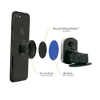 Scosche MPRNDRK-SP MagicMount Replacement Metal Plate Kit for Phone, Metal Plates for Magnetic Mount Cell Phone Holder for Car, Universal with All Devices and Phone Case, Black - Round - size: 2 Plates, style: Round