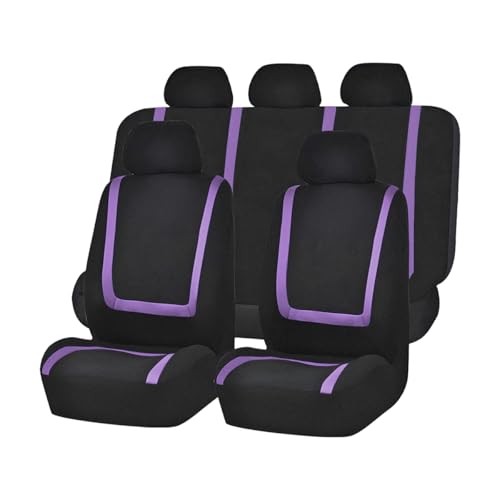 Zpana Car Seat Covers, Full Set Split Non-Slip Vehicle Front & Rear Seat Protector, Durable Comfortable Automotive Interior Chair Protective Cover, Universal for SUV Automobile Truck (Black/Purple) - color: Black/Purple, size: Full Set