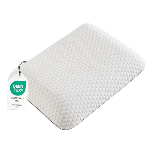 Travel Memory Foam Pillow for Sleeping, Comfortable Camping Pillow, 15.75x11.81x3.94 inches, Easy to Carry Portable Bag, Soft, Breathable, Washable Pillowcase - color: White