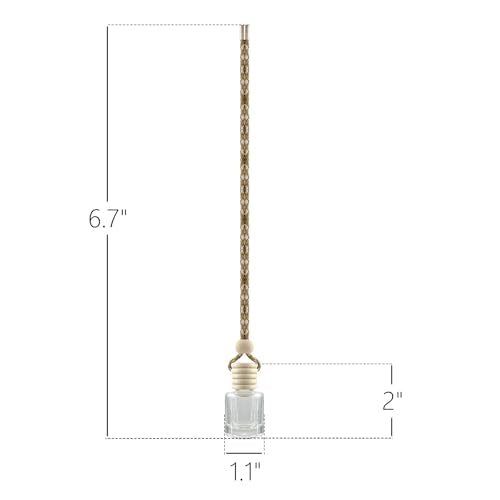 4Pcs Hanging Car Air Freshener, Empty Glass Perfume Bottle Pendant with Wooden Cap, Refillable Drift Freshener Diffuser for Essential Oils - Car Accessories for Women Men-Cylindrical - size: Cylindrical - 4PCS