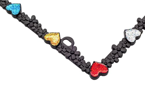 Creathome 3D Shining Daisy Heart License Plate Frame from Pure Zinc Alloy Metal Perfect Plate Holder, Matt Black with Colorful Glitter, Luminously Heart - color: Matt Black with Colorful Glitter, Luminously Heart