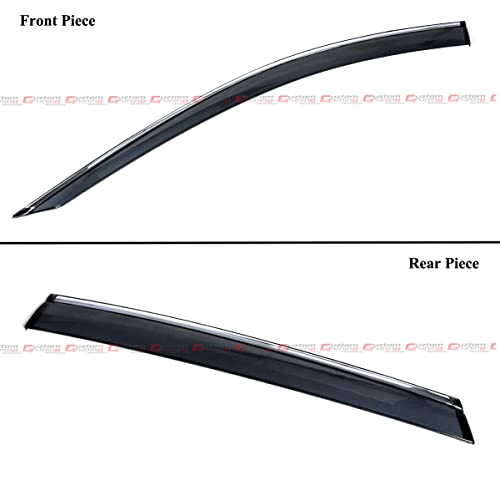 Premium Luxury Smoke Tinted Window Visor Rain Guard W/Clips & Chrome Trim Compatible for 2019-2022 Infiniti QX50