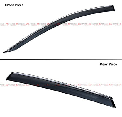 Premium Luxury Smoke Tinted Window Visor Rain Guard W/Clips & Chrome Trim Compatible for 2019-2022 Infiniti QX50