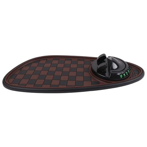 Multifunction Car Anti-Slip Mat Exclusive Phone Holder, Rotatable Car Phone Holder Dashboard Pad with Temporary Parking Number, Huge Capacity for Phones, Keys and Sunglasses (Black+Brown) - color: Black+Brown