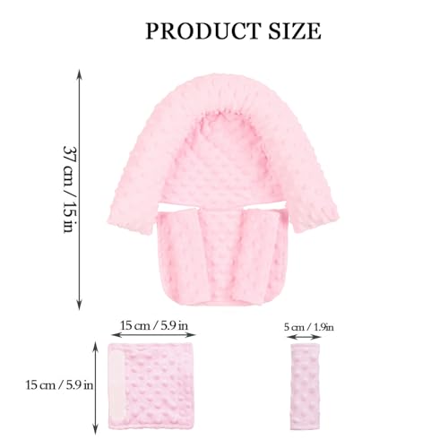 Baby Head Support and Strap Covers - Infant Head Support Pillow Super Soft Head and Neck Pillow for Car Seat Baby Headrest and Carseat Neck Cover,Light Pink - color: Pink