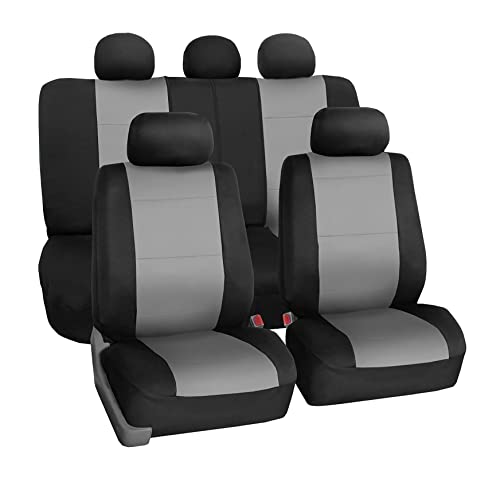FH Group Waterproof Neoprene Car Seat Covers Full Set – Universal Fit Front & Split Bench Rear Seat Covers, Airbag Compatible Automotive Seat Protectors for Cars, SUVs & Vans, Gray - color: Gray, style: Full Set