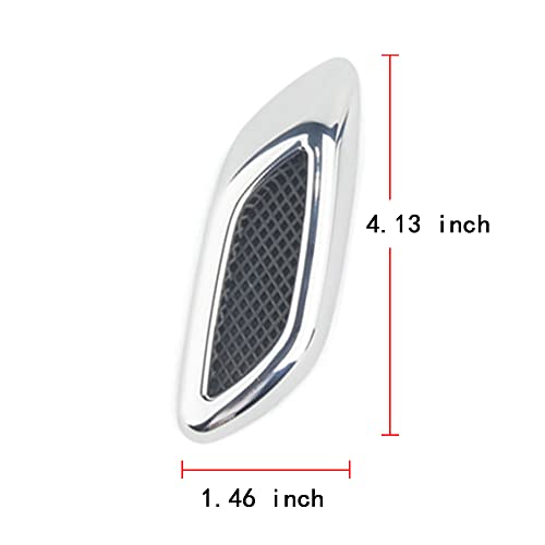 6pcs Car Fender Trim Decorative Intake Universal Auto Air Flow Bumper Side Vent Decal Scoop Hood Spolier Door Carbon Fiber ABS Chrome Silver Exterior Glossy Black Sticker for Most Cars… - style: Glossy Silver