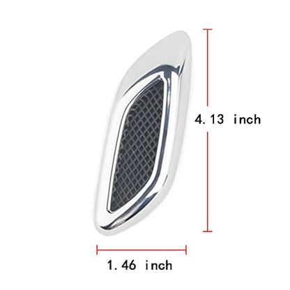 6pcs Car Fender Trim Decorative Intake Universal Auto Air Flow Bumper Side Vent Decal Scoop Hood Spolier Door Carbon Fiber ABS Chrome Silver Exterior Glossy Black Sticker for Most Cars… - style: Glossy Silver