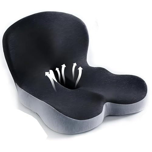 Onever Ergonomic Memory Foam Seat Cushion, Lumbar Support Non Slip for Truck Driver Long Driving Office Chair Back Tailbone Pain Relief Dual Color Black&Grey - color: Dual Color