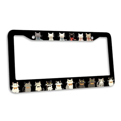 Cute Cat License Plate Frame Animals Bow Tie Print Cartoon Black Dark Personalise Funny Design Compatible with Standard License Plate Holder for USA 6 X 12 Inch with Screws - color: Cute Cat, size: 6"L x 12"W(1PC)