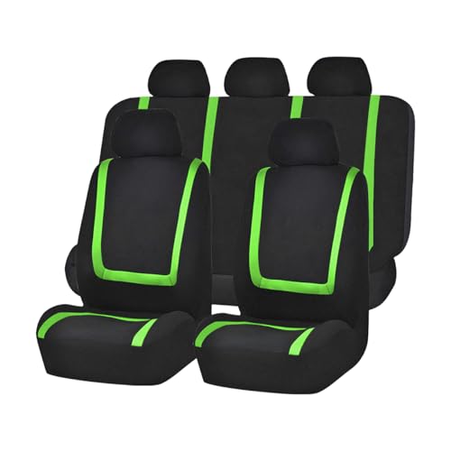 Zpana Car Seat Covers, Full Set Split Non-Slip Vehicle Front & Rear Seat Protector, Durable Comfortable Automotive Interior Chair Protective Cover, Universal for SUV Automobile Truck (Black/Green) - color: Black/Green, size: Full Set