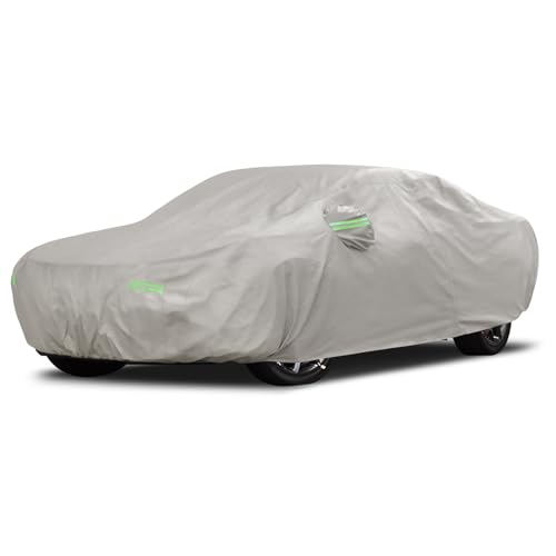 Migaven 6 Layers Car Cover Custom Fit for Dodge Challenger 2008-2025, Waterproof Full Exterior Cover Rain Sun Protection with Door Zipper - color: Khaki, size: Custom Fit for Dodge Challenger