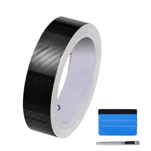 LZLRUN Free Tool Kit 5D High Gloss Carbon Fiber Vinyl Tap for Black Out Chrome Delete Window Trim Door Trim (1Inches x 30Feet) - color: 5d High Gloss Carbon Fiber, size: 1Inches x 30Feet