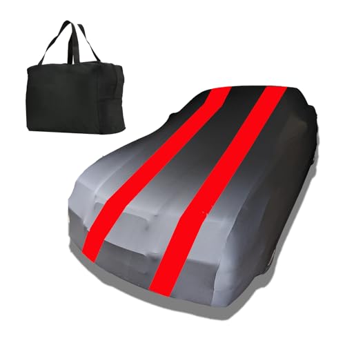 Indoor Car Cover Compatible with Protection Fit 187-206 Inch Sedan Breathable Dust-Proof Stretch Cover for Underground Garage, Car Show（Black+Red） - size: XL-CAR
