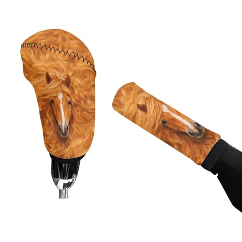 Jeiento Horse Cat Car Shift Gear Cover for Women Men Cheetah Animal Car Accessories Universal Fit Most Vehicle SUV Truck - color: Horse