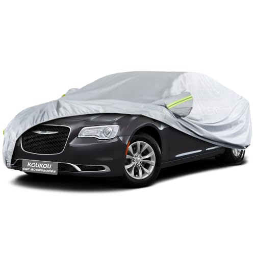 KouKou Oxford Car Cover Waterproof All Weather for Automobiles, Fit Sedan Dodge Charger, Chrysler 300, Hyundai Genesis, Mercedes Benz S Class,BMW 7 Series, etc (208 X 78 X 59 inch) - size: C4-Fit sedan length (194" to 208")