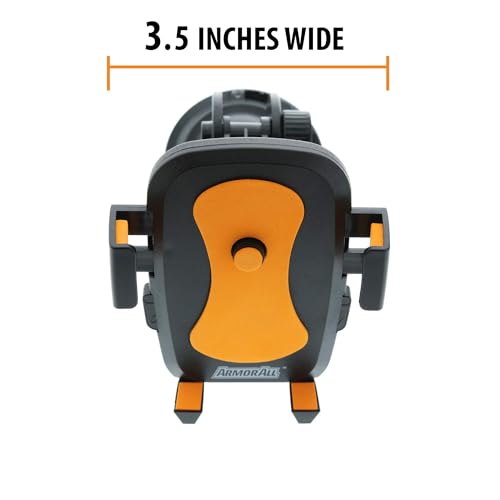 Armor All Phone Mount for Cars, 3-in-1 Phone Holder, Suction Dashboard, Windshield, & Vent Mount, 360° Rotation, Fits iPhone Max, Android, and All Smartphones, 3.5” inch Grip, Quick Release Button