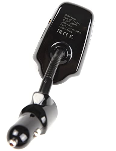 Nulaxy KM18 Bluetooth 5.4 Car Adapter with 1.44" Clear Display & Flexible Gooseneck - FM Radio Transmitter & Bluetooth Receiver for Hands-Free Calls, Wireless Music via BT/FM/AUX/TF, USB Car Charger - color: Black