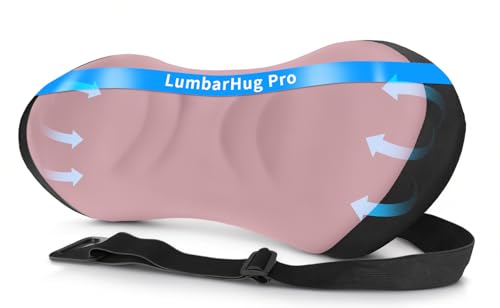 Lumbar Support Pillow for Office Chair - Lumbar Pillow for Car, Memory Foam Ergonomic Lumbar Support Pillow for Car Back Support for Office Chair Back Support Cushion - color: Black and Pink