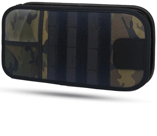 Molle Car Sun Visor Organizer - Tactical Storage Panel with 180° Zipper Pouch & Magnetic Glasses Clip & Photo Holder & Semi-Rigid Molle Panel for Military Gear (1, Camouflage) - color: Camouflage