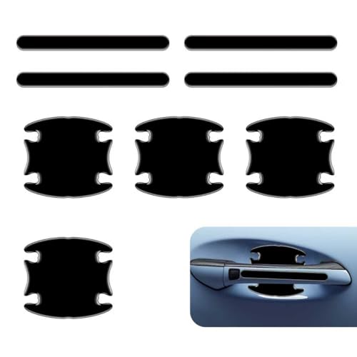 8 PCS Car Door Handle Protectors, Anti-scratch Auto Door Bowl Sticker, Waterproof Self-adhesive Car Handle Protective Sticker, Universal for Vehicles (Black) - color: Black