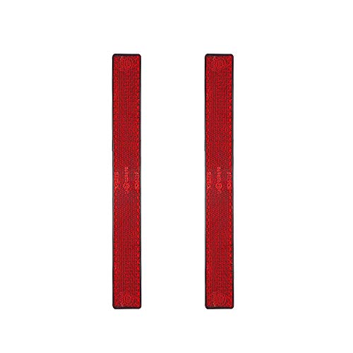 Self-Adhesive Slim Rectangular Reflectors – High-Visibility Reflector for Motorcycles, Cars, Trucks, Trailers (Red, 2-Pack) - color: 06.Red – Adhesive | 6.53x0.76x0.19 inch, style: Slim Rectangular