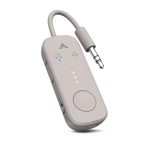 Avantree Relay - Premium Airplane Bluetooth Adapter with Advanced Qualcomm Chipset, 2 Headphones Support, 25hrs Play Time, aptX Adaptive & HD Audio Transmitter for Airpods, Bose & Travel Flight - color: 4-Sandstorm Beige