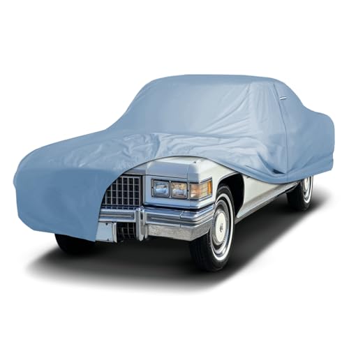 iCarCover Fits [1965-1976 Cadillac DeVille] Premium Custom Car Cover Waterproof All Weather Resistant Outdoor Indoor Sun Snow Storm UV Protection Form-Fit Padded Cover with Straps - color: Sky Gray, size: 9. Cadillac DeVille 1965-1976