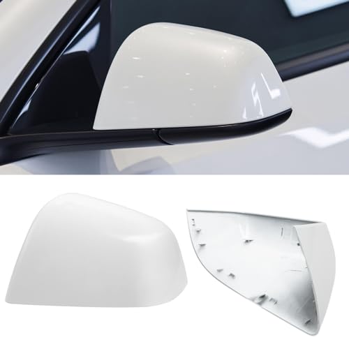 Jaronx Compatible with Tesla Model Y Side Mirror Cover Replacement 2020 2021 2022 2023 2024, Left Driver Side Pearl White Door Rearview Mirror Cover Cap for Tesla Model Y Accessories - color: White, size: Left