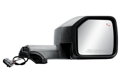 Passenger Right Side Door Mirror Power and Heated with BLIS Glass Turn Signal Light Puddle Light and Spot Light Textured Back Cover Manual Folding for Ford Bronco 2022-2025 - color: Lamp Passenger (RH) Side