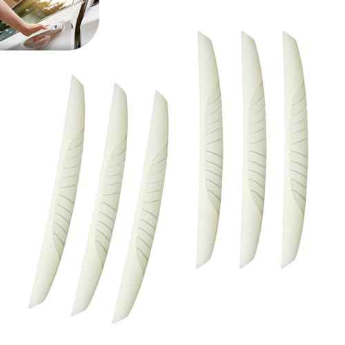 6 PCS Car Door Edge Guards, Luminous PVC Anti-Collision Car Door Protector Strip, Self-Adhesive Anti-Scratch Bumper Edge Trim, Universal for Most Cars, Trucks, SUVs (White) - color: White
