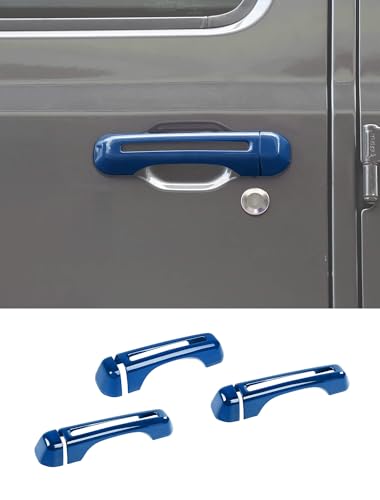 Savadicar 3-Piece Blue Door Handle Cover Trim Kit for Jeep Wrangler JL JLU 4xe & Gladiator JT 2018-Present – Exterior Handle Cap Accent Accessories - color: Blue, size: Front & Tailgate, style: Hollow