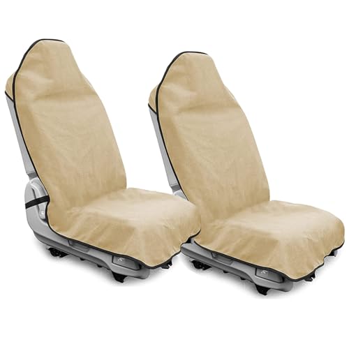 Waterproof Sweating Car Seat Cover for Post Gym Workout, Running, Swimming, Beach and Hiking, Universal Fit Non-Slip Bucket Seat Protector for Cars SUV Trucks, Machine Washable (2pcs Off-White) - color: 2pcs Off-White