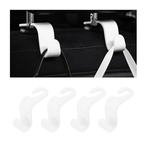 Car Seat Headrest Hooks, Multifunctional 4PCS Vehicle Back Seat Storage Hanger Holder for Hangbag Coat Grocery, Auto Interior Headrest Hook Organizer, Universal for Vehicles (White) - color: White