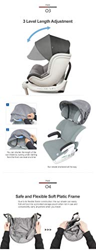 Manito Sun Shade Extender/Auxiliary Canopy for Car Seat (Charcoal Grey) - color: Charcoal Grey