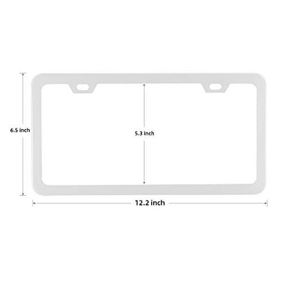 White License Plate Frame, Metal Thin Stainless Steel with 2 Holes Screw Cap, 2 Pack (White(Most Pure)) - color: White(Most Pure)
