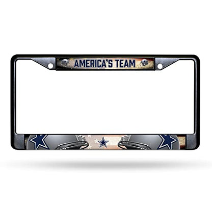 NFL Dallas Cowboys America's Team Black Chrome License Plate Frame - 2-Screw Mount - color: Cowboys