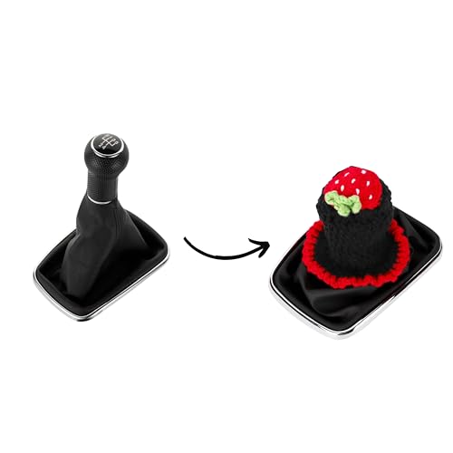 Crochet Shift Knob Cover, Universal Handmade Strawberry Boho Car Accessories for Women, Cute Shift Boots Knobs Cover Automotive Interior Fits Car Truck SUV (80#SC) - color: 80#SC